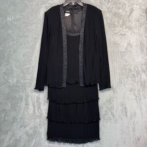 NOX ANABEL Dress VINTAGE Black Beaded Night Gown Modest Mature Size L